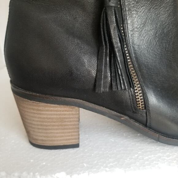 Crevo Boots Womens 10 black Autumn Tassel Leather Ankle Side Zip Block Heel - Picture 9 of 14